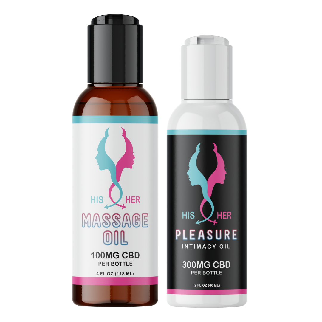 GIFT SET HIS & HER PLEASURE 300MG + MASSAGE OIL 100MG